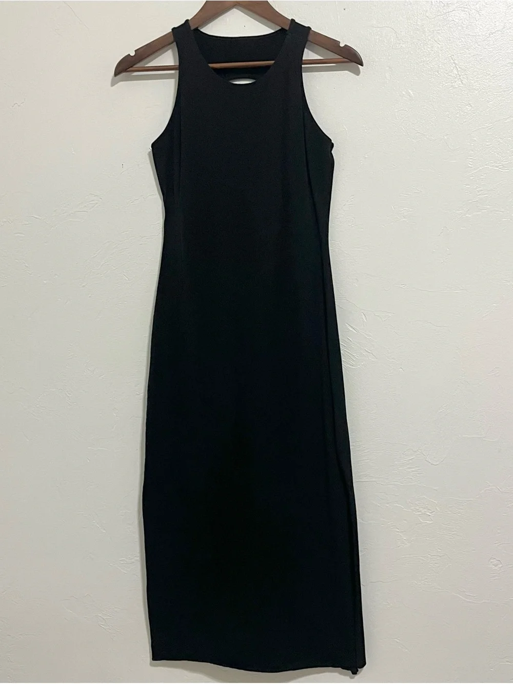 Free People Black Sleeveless Midi Tank Dress Racerback Back Out Size M